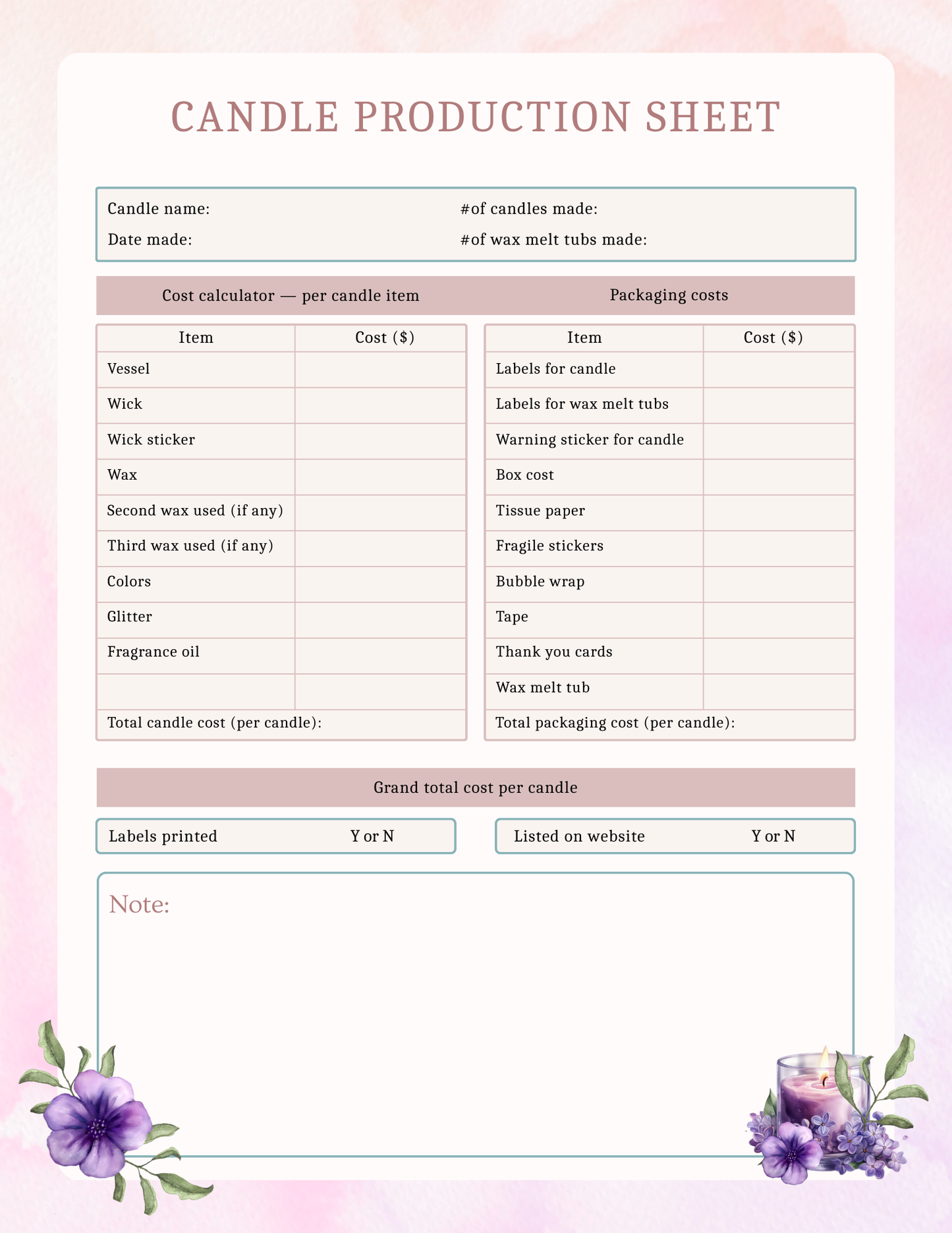 Candle Planner